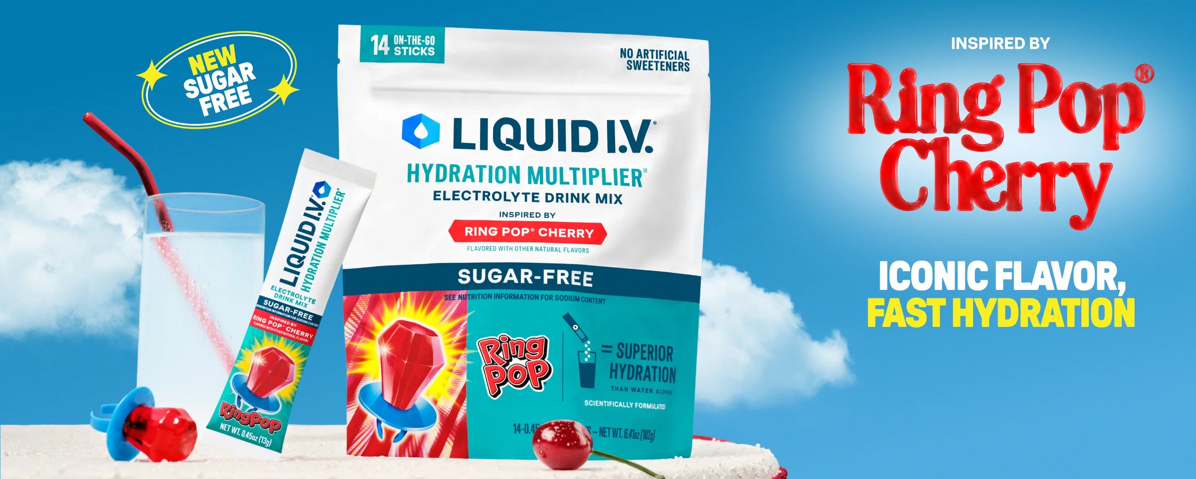 Ring Pop® Cherry Hydration Multiplier® Sugar-Free - Easy Sip